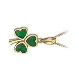 Tara Shamrock Necklace Celtic Irish Gold Plated & Green Enamel Pendant Made in Ireland