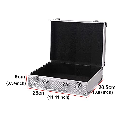 Aluminum Hard Case Briefcase Silver Carrying Case Flight Cases Portable Equiment Tool Case Box Flight Case, Tool Box, Extra Padding Foam, Silver2