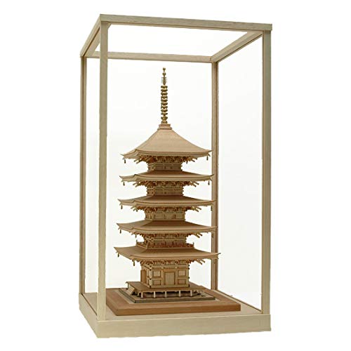 法隆寺 五重の塔 1/75 完成品 木枠アクリルケース付き