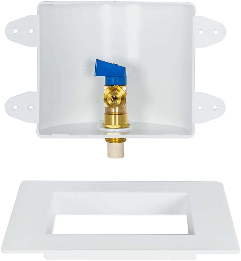 Eastman 1/2 inch CPVC Connection Ice Maker Outlet Box, Quarter Turn Ball Valve, Pre-Assembled, 60234