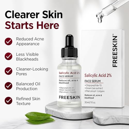 Image of Freeskin 2% Salicylic Acid Face Serum for Oil Control, Blackhead Removal & Anti-Acne Care | Skin Refinement, Hydration & Repair | Suitable for All Skin Types | 30ml