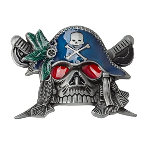 Skull Belt Buckle for Men, Norse Viking Pirate Skull Belt Buckle, Cross Sword Skull Belt Buckle, Gothic Skull Head Belt Buckle, Western Cowboy Belt Buckle, Punk Rock Skull Belt Buckle Gifts (Silver)