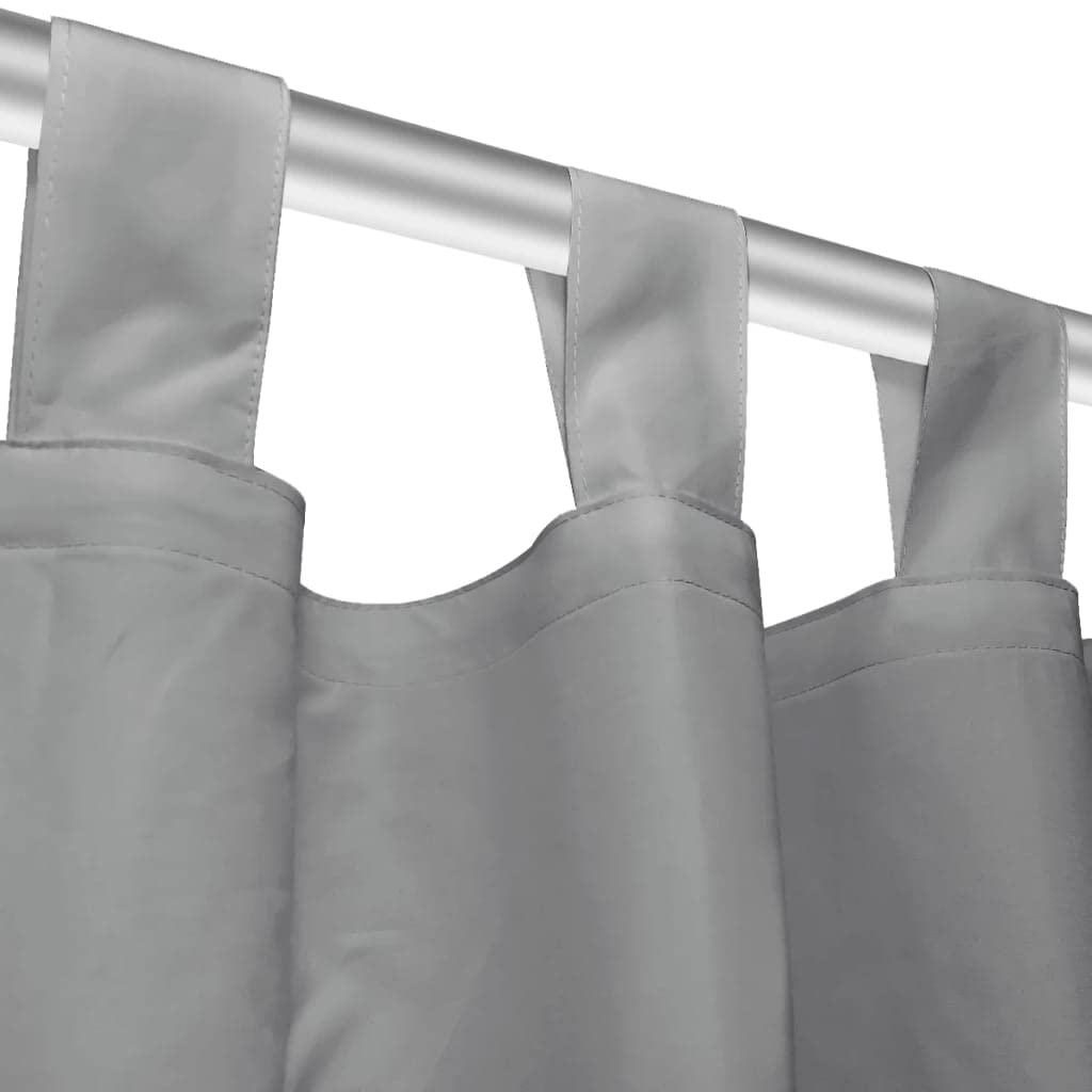 Zasłony z mikrosatyny, zestaw 2 sztuk, szare, 140 x 225 cm, ochrona przed wzrokiem, ochrona przed słońcem, do salonu, sypialni, biura, z uchwytem marszczącym, dekoracja okienna