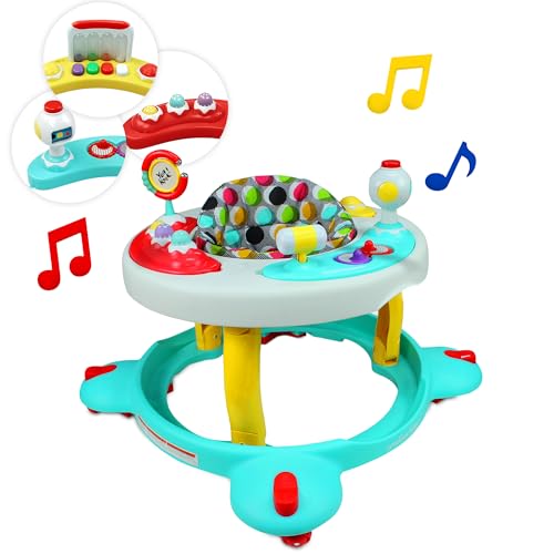 Image of Creative Baby - Confetti 2 in 1 Deluxe Baby Walker Activity Center - Musical Toys and Sensory Toys for Babies - Removeable and Washable Seat Pad