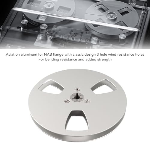 Aluminum Alloy 5 Inch Empty Tape Reel,1/4 Empty Take up Reel to Reel Small Hub,3 Hole Opening Machine Part Silver Design,with 1/4 Inch Tape,Fits for Reel to Reel Recording