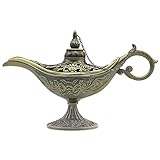 AVESON Classic Vintage Collectable Rare Legend Hollow Magic Genie Light Costume Lamp Home Table Decoration & Gift, Small, Bronze