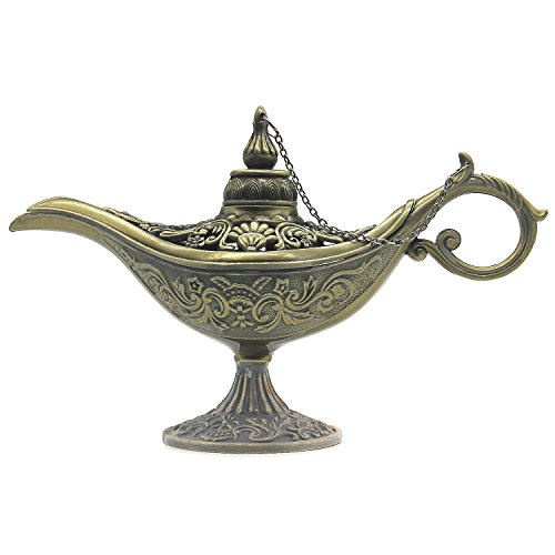 AVESON Classic Vintage Hollow Magic Genie Light Costume Lamp Home Table Decoration & Gift, Small Size, Bronze