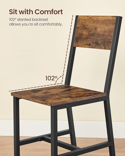 VASAGLE Dining Chair Set of 2, Industrial Accent Chairs, for Dining Room, Living Room, Kitchen, Rustic Brown and Black ULDC092B01V1 - 3