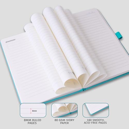 Image of Doodle Pack of 5 Personalized A5 Executive PU Leather Notebook Diary - Hard Bound Professional Office Notebook with Elastic Band, Ribbon Bookmark & Pen Loop | 160 Pages 80 GSM | Corporate & Personal Use - Brown