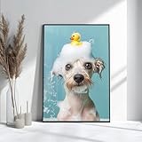 Custom Pet Portrait Photo, Funny Bathroom Art, Dog Reading Newspaper on Toilet, Dog Wall Art, Personalized pet gift