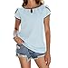 NP T-shirt d'été ample à manches courtes pour femme, bleu ciel, S
