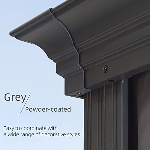 PURPLE LEAF 3.65m x 6m Hardtop Gazebo with Ventilated Double Layer Roof and Integrated Drainage System, Curtains and Nettings for Modern Garden - Image 4