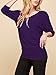 Made By Johnny MBJ WT1036 Women's 3/4 Sleeve Dolman Top – Casual Loose Fit Tunic, V-Neck, Side Shirring Blouse, Soft Stretch Basic Tee L Dark_Purple