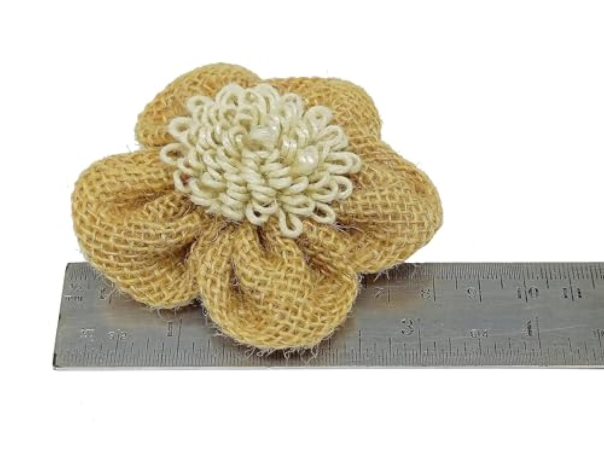Handmade Jute Burlap Rose Flowers, 7 x 7 cm