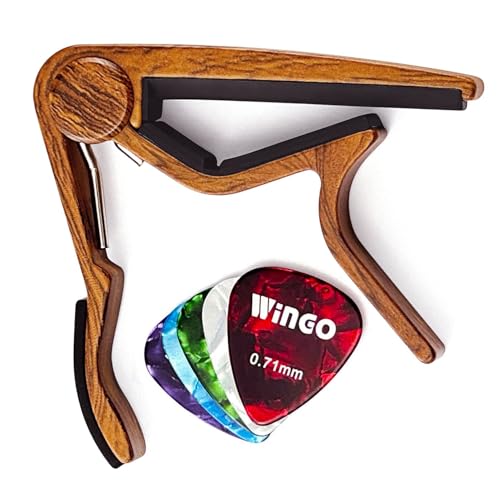 Miniatura 6 de Wingo Cejilla Guitarra Española Clásica Profesional Clasica Guitar Capo Ligero Aleación De Aluminio Con 5 Púas De Guitarra.