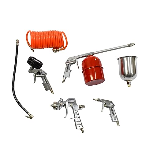 Pump'in Kit 5 accessoires compresseur : Manomètre, nettoyage, tuyaux, pistolet peinture et...