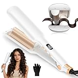 Wave Curling Iron 2 Barrel Crepe Hair Waver Crimper 25mm/1inch with 14 Adjustable Temperature (120-230°C), Mermaid Hair Waver for Wavy Hair, Dual Voltage, Anti-Scald – for Beach Waves & Mermaid Hair