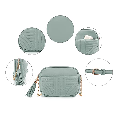 Image of EVVE Quilted Crossbody Bags for Women - Stylish Camera Bag with Tassel - Lightweight Medium Size Shoulder Purse