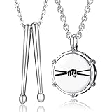 AZFVBQL Drumstick Pendant Necklace for Men Drummer Gifts Stainless steel Drum Stick Necklaces
