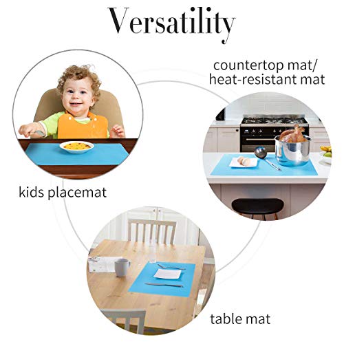 Super Kitchen Food Grade Non-stick Silicone Pastry Mat - For Heat Resistant Nonskid Table Mat,Silicon Baking Mat, Dough Rolling mat,Countertop Protector, Pie and Fondant Mat 23.6''15.75'' (Blue) - Thumbnail 6