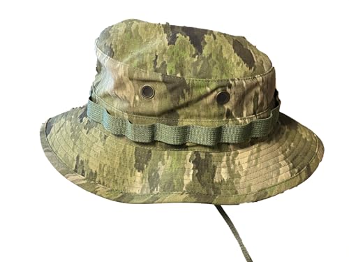 Military Boonie Hat, A-TACS Camo Pattern, Tactical Sun Hat with Chin Strap (US, Numeric, 7 1/2, A-TACS iX)