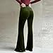 bawilom Velvet Pants Women Lounge Velour Flare Pant Dressy Casual Wide Leg Elastic High Waisted Trousers with Pockets Army Green