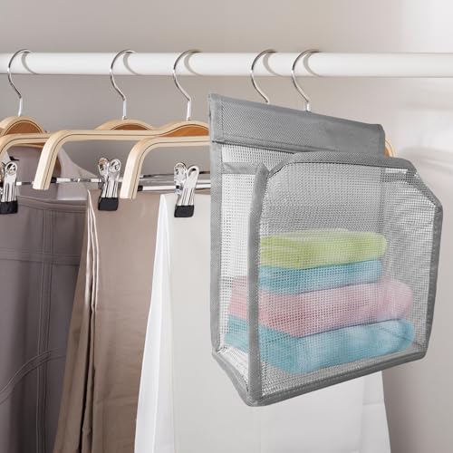 KIAYOO Wäscheklammerbeutel,Klammerbeutel Für Wäscheklammern Beutel Korb Klammerkorb Aufbewahrung Aufhängen Klammersack Peg Bags für Waschraum Küche Badezimmer Innen Außen,Grau