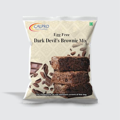 Image of Calpro's Egg-Free Dark Devil Brownie Mix ! Rich Chocolate Flavour! Fudgy & Crust Quick and Easy to Make ! Cake Mix for Kids -100% Vegetarian : Mix 1KG
