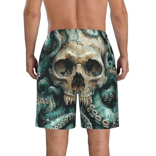 Men's Quick Dry Swim Shorts Skull Tentacles Octopus Sea Fantasy Art Style Beach Trunks with Pockets2