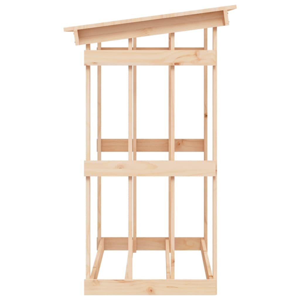 Kaminholzregal aus massivem Kiefernholz 108 x 64,5 x 109 cm Brennholzregal mit Holzkorb Stapelhilfe für Ofen Kamin Outdoor und Wohnzimmer