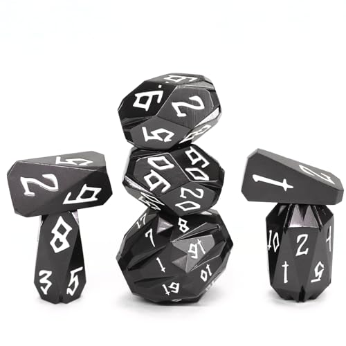 FONVGOGO Metal DND Dice Set with 7 Pieces for Dungeons and Dragons, Polyhedral Metal Dice Set DND with Case, Role Playing Dice (Black)