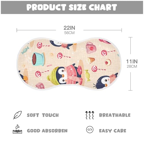 xigua Cute Penguins Baby Burp Cloths for Newborn Boys and Girls 2 Pack, Soft & Absorbent Cotton Baby Burp Cloth, Baby Washcloths, Newborn Towel, Burp Rags4