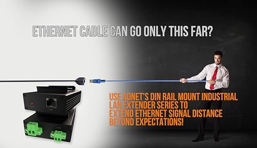 Image of DIN-Rail Mount Versatile Ethernet Extender Over Any 2-Wire Cable /BNC, 10 /100 BaseT, 1000m | 3280.84 feet Distance, 12~24VDC, Plug & Play, Low Power Consumption, Small Size, Extended Temperature Range