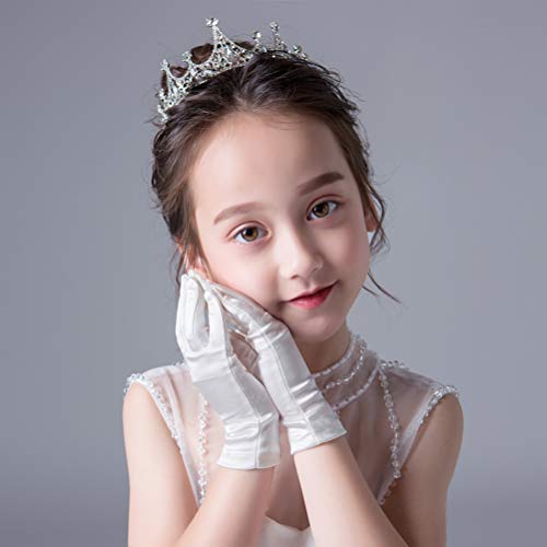 Girls Satin First Communion Gloves Wedding Pageant Gloves with Bow3