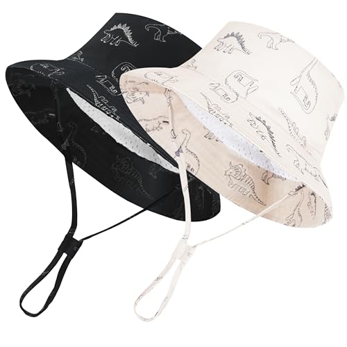 Image of Urban Virgin 2-Packs Baby Sun Hat UPF 50+ Sun Protective Toddler Bucket Hat Summer Kids Beach Hats
