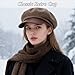 Andiker Beret Hats for Women, Warm Wool Blend and PU Leather Newsboy Hat, Fashion Vintage Ladies Winter Hat (US, Alpha, One Size, Large, Brown)