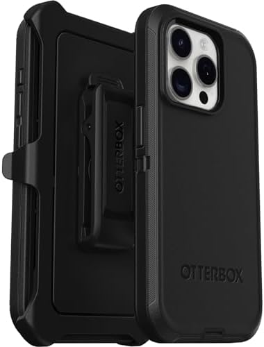 OtterBox Defender Etui do iPhone 15 Pro Max, Odporne Na Wstrząsy i Upadki, 5 Razy Przetestowane Zgodnie ze Standardami Wojskowymi, Czarne