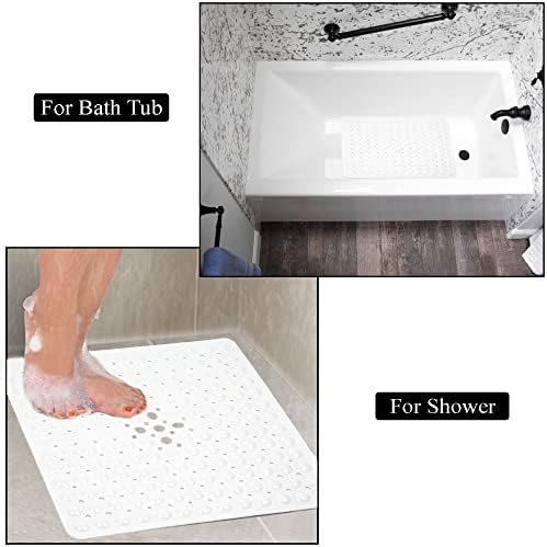 Idyfodol Square Shower Mat non Slip Anti Mould PVC Machine Washable Bath Mats for Inside Bath and Tub with 164 Suction Cups and Drain Holes