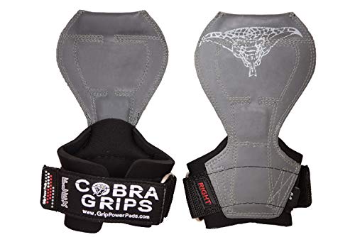 2018 Cobra Grips Flex Model Weight Lifting Gloves Heavy Duty Straps Alternative Power Lifting Hooks Best for Deadlifts with Padded Wrist Wrap Support Bodybuilding (Large, Gray Rubber)