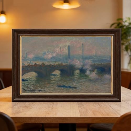 Toile Monet Waterloo Pont Cadre Suspendu Solution Mur Vide Deco Chambre