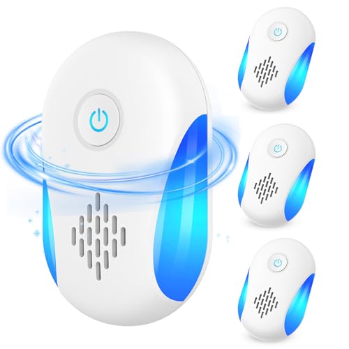 #Commissioniguadagnate<br>Ultrasuoni per Topi da Interno 4 Pezzi – Copre 200 m² – Scaccia Topi Ragni Scarafaggi Zanzare Formiche Mosche – Sicuro per Bambini e Animali Domestici