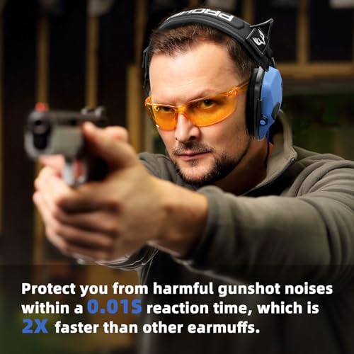 PROHEAR Electronic Ear Protection for Shooting with 4X Sound Amplification, Gun Range Hearing Protection Muffs, NRR 23dB Noise Reduction Headphones for Hunting, Blue by PROHEAR - Image 4