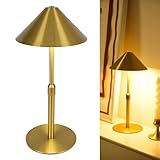 LuminexDesigns Lampada da tavolo senza fili in stile retrò in ottone, dimmerabile touch, ricaricabile USB, per soggiorno o angolo lettura