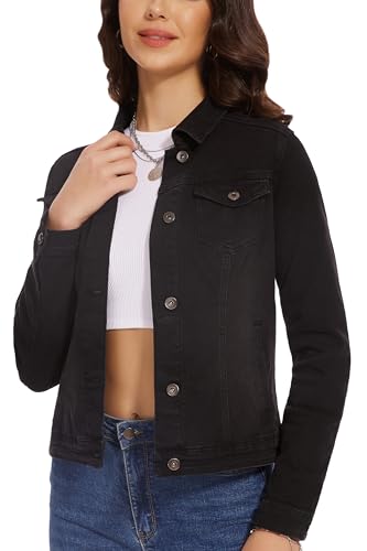 Dilgul Women's Casual Long Sleeve Stretch Denim Jacket Boyfriend Button Up Jean Jackets with Pockets4