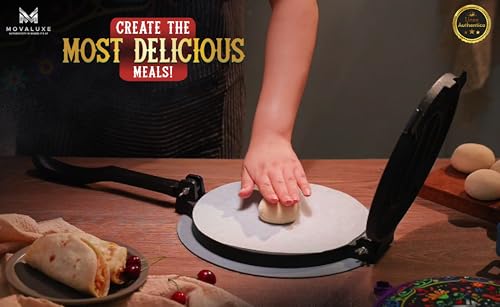 Movaluxe® Tortilla Press 10 Inch Cast Iron XL – Corn & Flour Roti Maker Machine Heavy Duty Tortillera Presser. With Parchment Paper, Warmer Pouch, Taco Holders, Rubber Mat & Digital Culinary Guide by Movaluxe - Image 7
