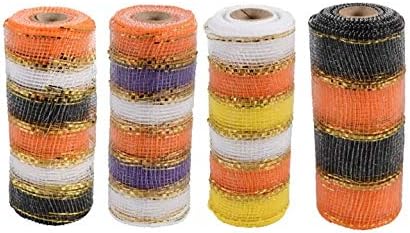 Halloween Decorative Mesh Ribbon Stripe (Set of 4) 6 x 5 Yd Each
