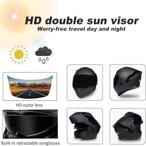 Casco Moto Modular con Bluetooth Integrado, ECE Homologado Casco Integrales Flip Up Moto Jet Scooter(C1,L(59~60cm)) - imagen 4