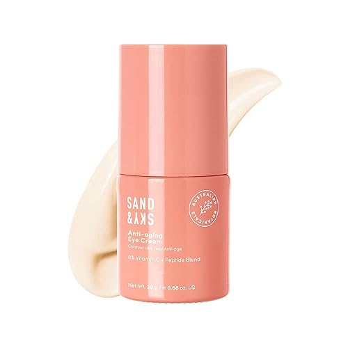 Sand & Sky Australian Essentials Crema antienvejecimiento para ojos con péptidos y vitamina C, fórmula iluminadora debajo de los ojos, reduce las