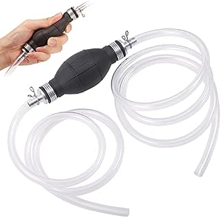 Fentar Fuel Syphon Pump, 2m Siphon Pump Kit for Fuel Petrol Transfer, Portable High Flow Water Pump Hand Siphon Hose, 2 Pvc (1.2m+0.8m) Hand Siphoning kit for Car Petrol Jerry Can Transfer