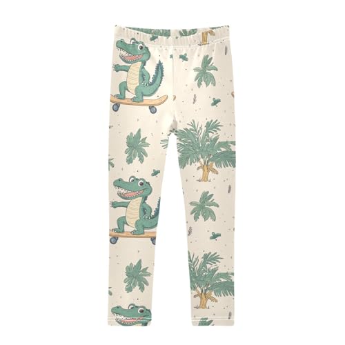 ZZKKO Girls Leggings Crocodile Skateboard Toddler Girls Clothes Leggings for Girls Toddler Girls Leggings 3-4T